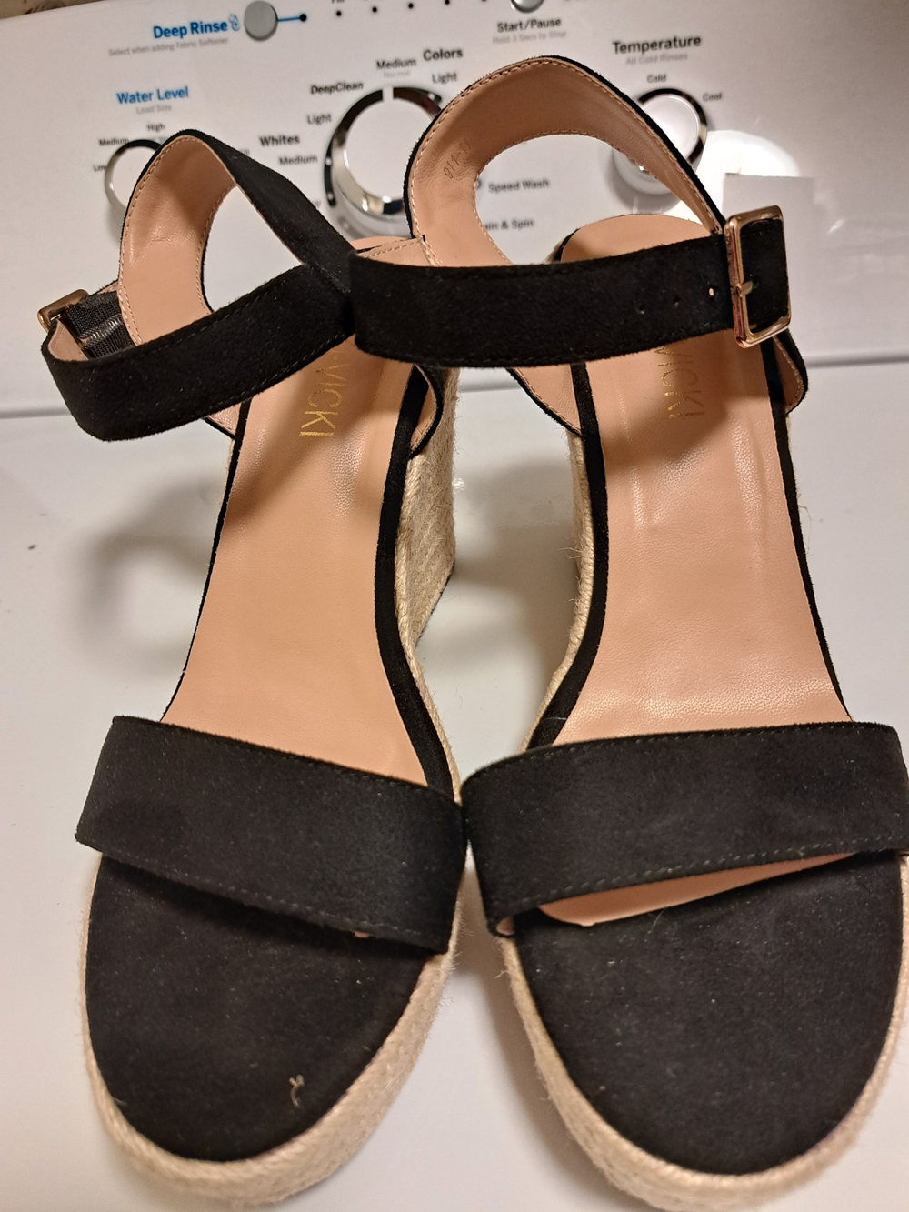 Black Espadrille Wedge Sandals with Ankle Strap